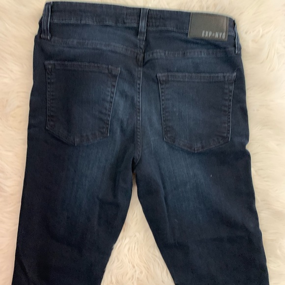 Mens Express Dark Wash Distressed Skinny Jeans - Picture 5 of 7